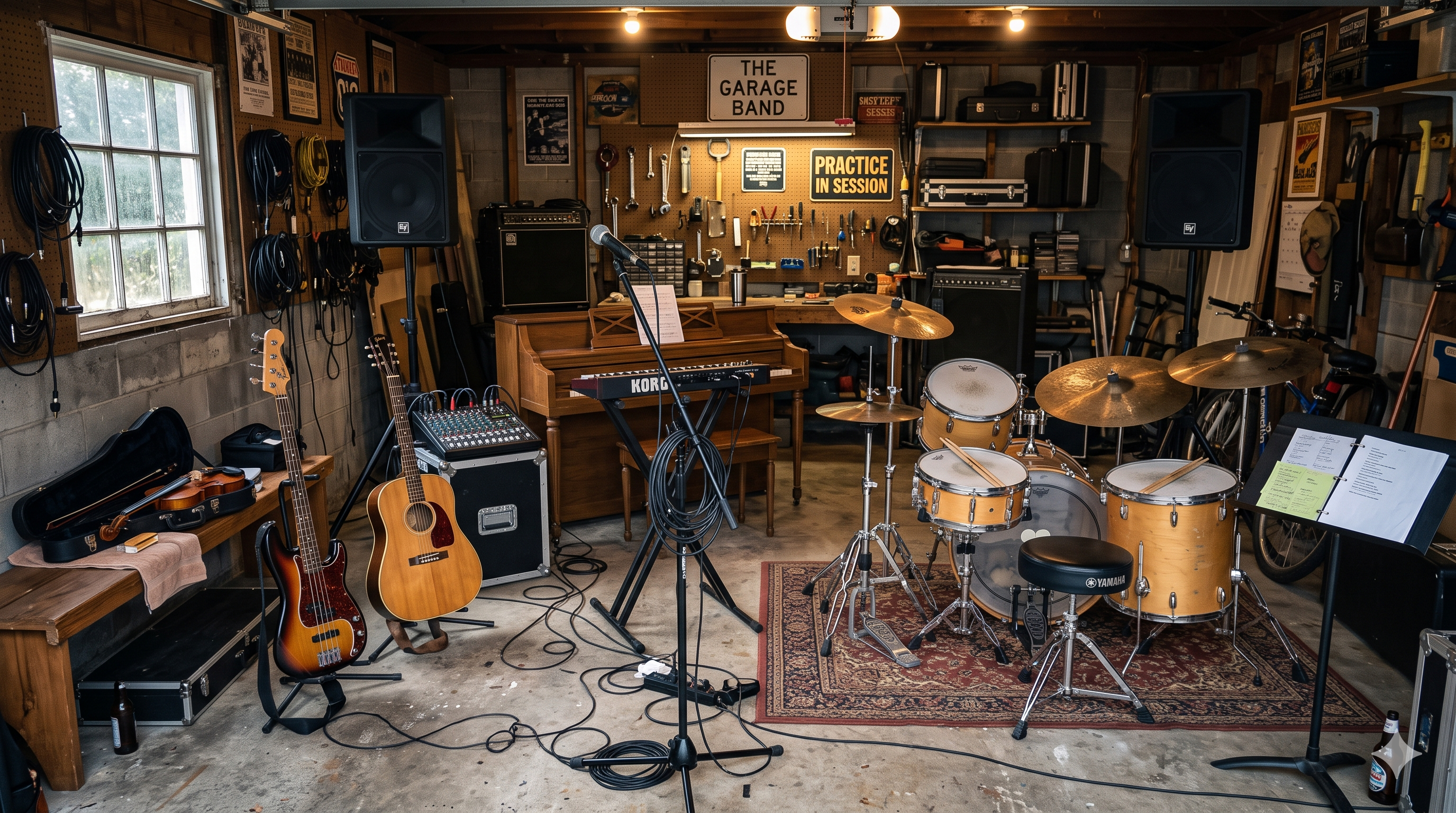 Instruments in a garage.